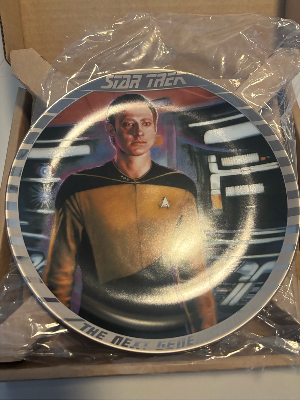 Star Trek R. J. Ernst Collector Plate Data Silver Lined W/ COA